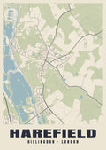 Heritage street map poster of Harefield, Hillingdon, London
