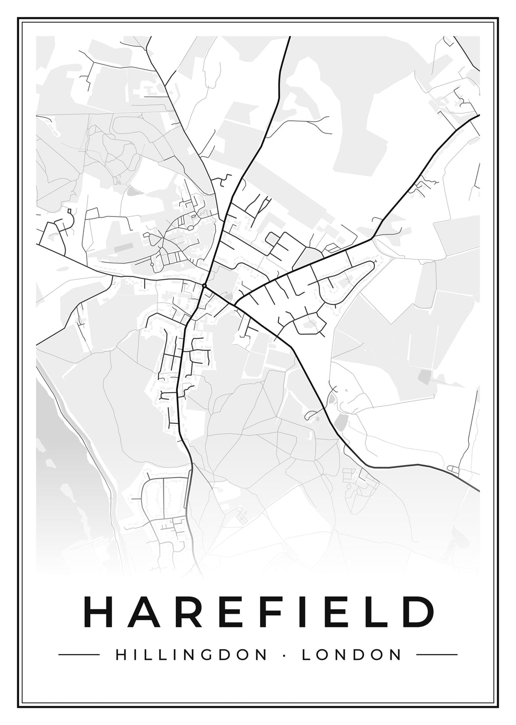 Street map poster of Harefield, Hillingdon, London