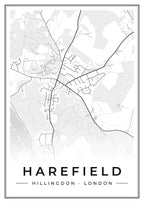 Street map poster of Harefield, Hillingdon, London