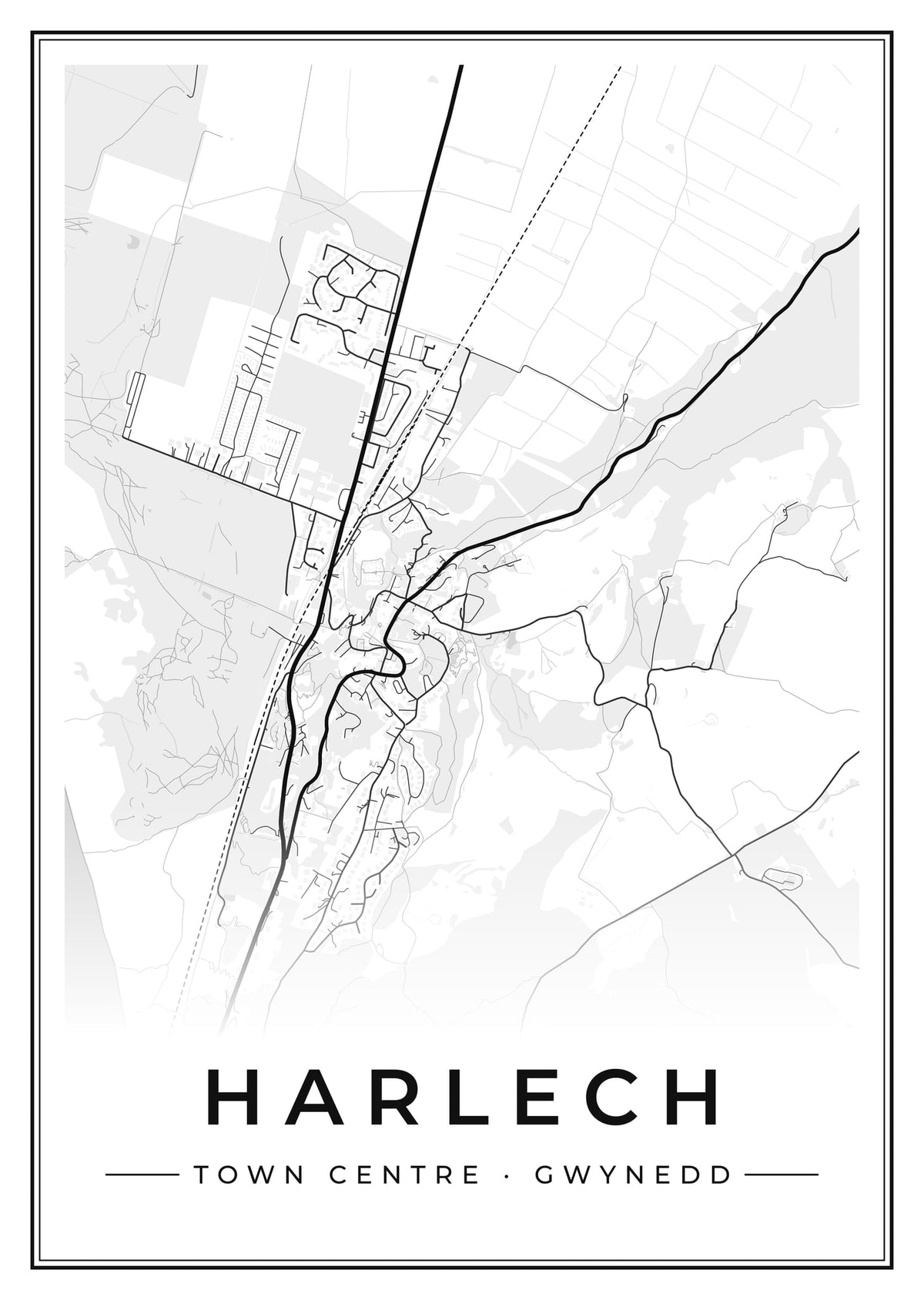 Street map poster of Harlech town centre, Gwynedd