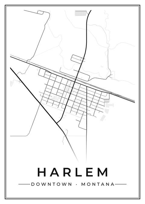 Harlem Downtown Street Map Poster