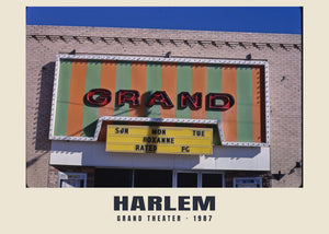 Grand Theater, Main Street, Harlem, Montana — 1987 · Lámina de fotografía histórica