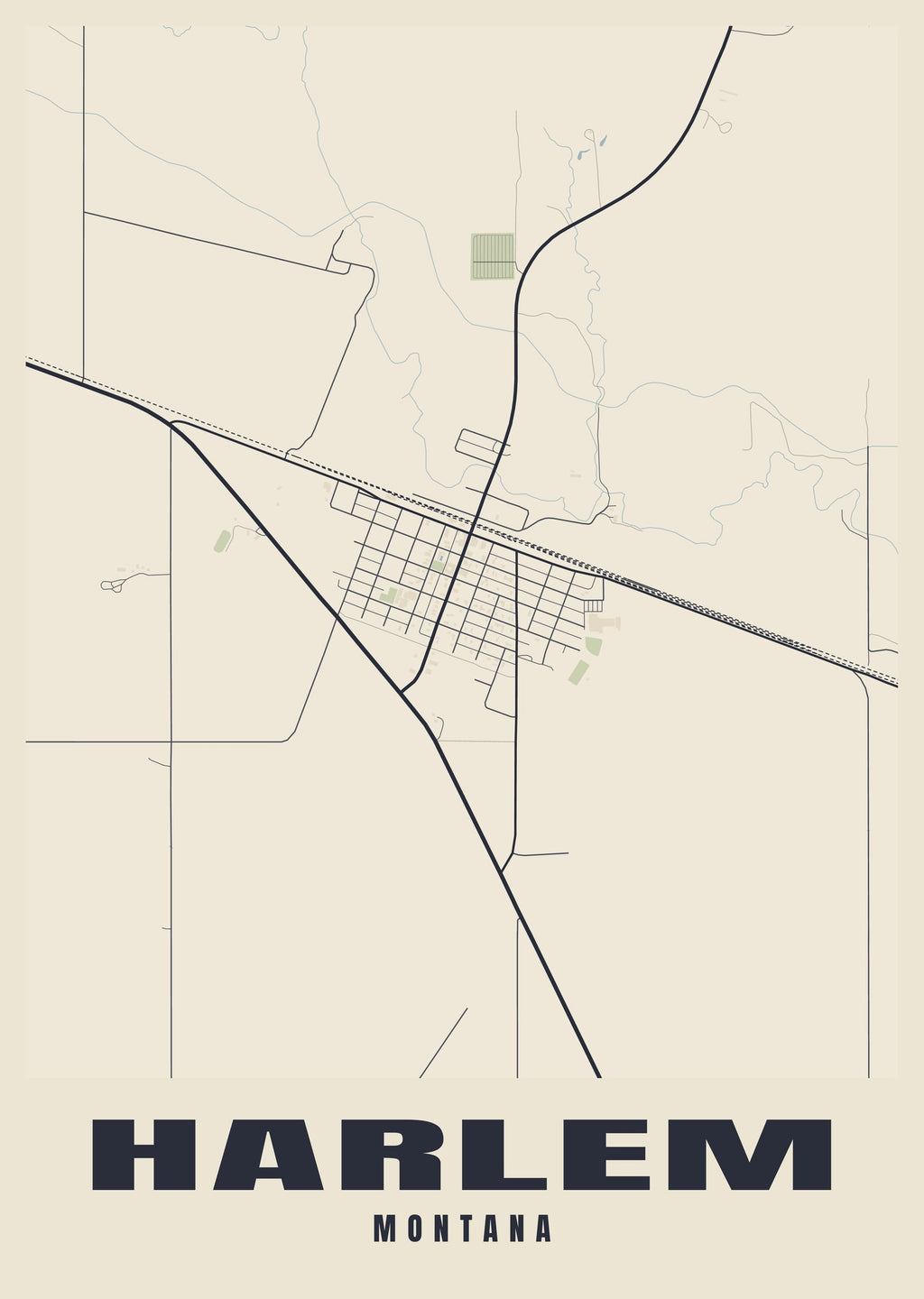 Street map poster of Harlem, Montana