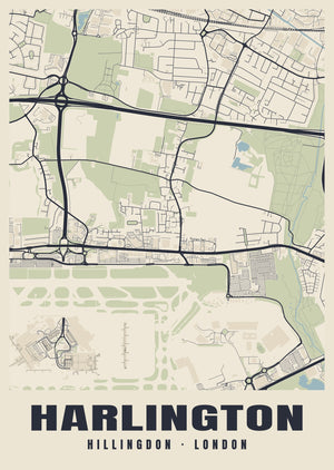 Harlington Heritage Street Map Poster