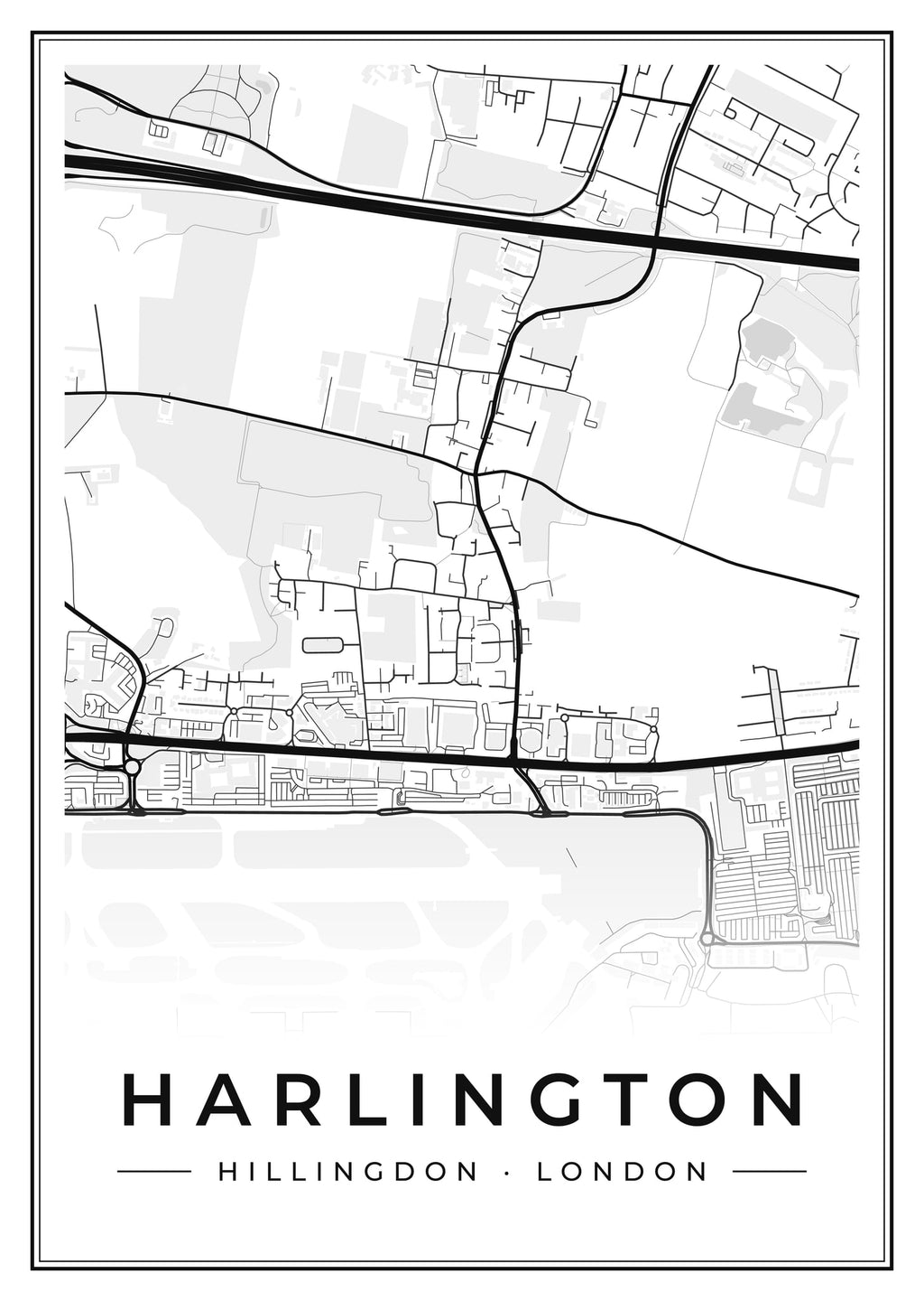 Street map poster of Harlington, Hillingdon, London