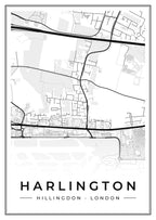 Street map poster of Harlington, Hillingdon, London