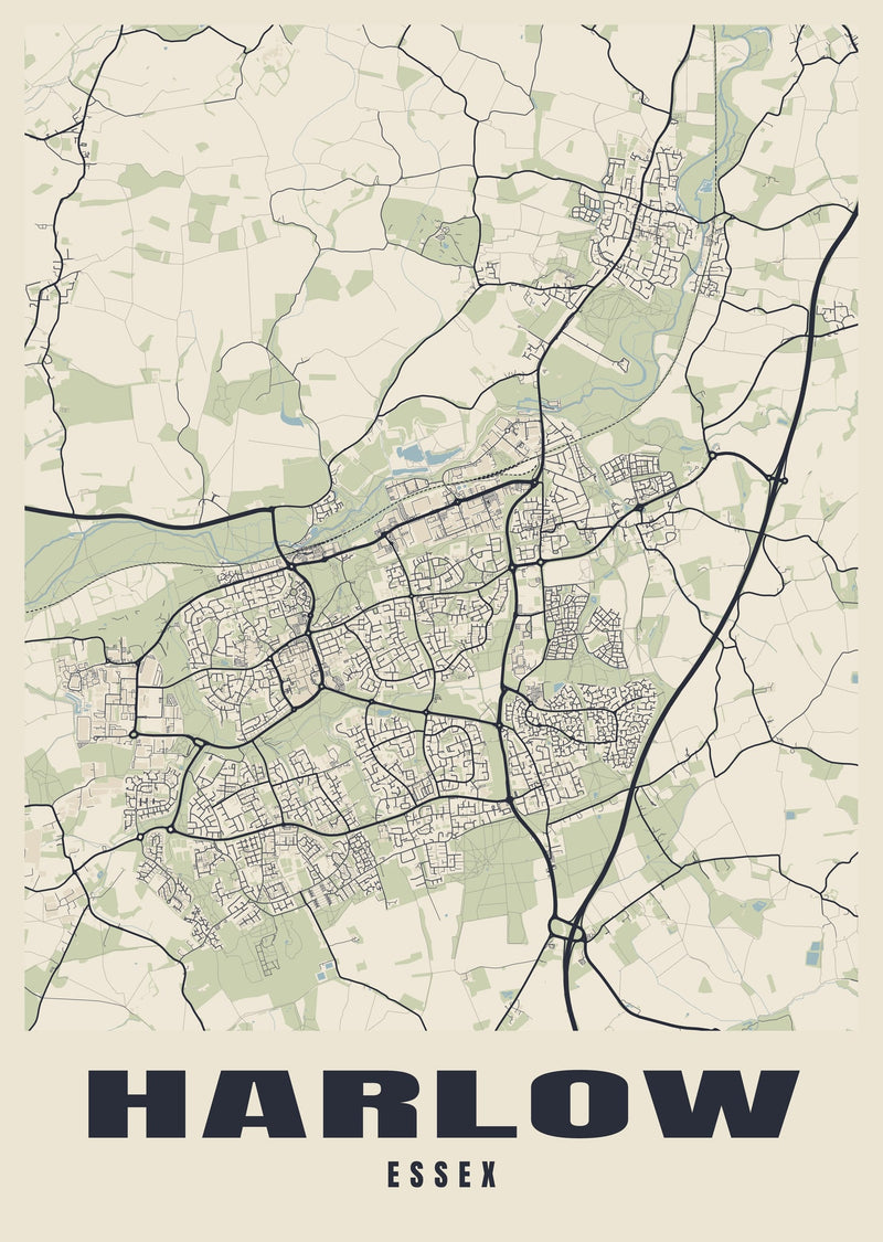 Harlow Street Map Poster
