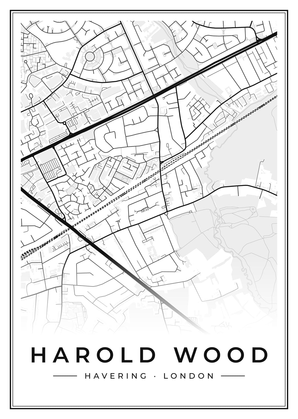 Street map poster of Harold Wood, Havering, London