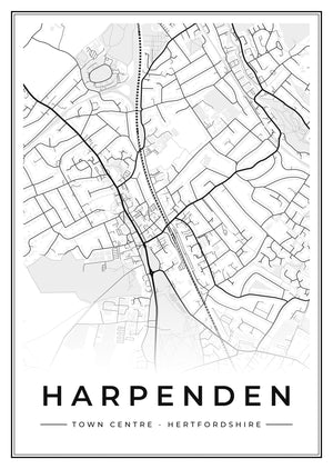 Harpenden Town Centre Street Map Poster