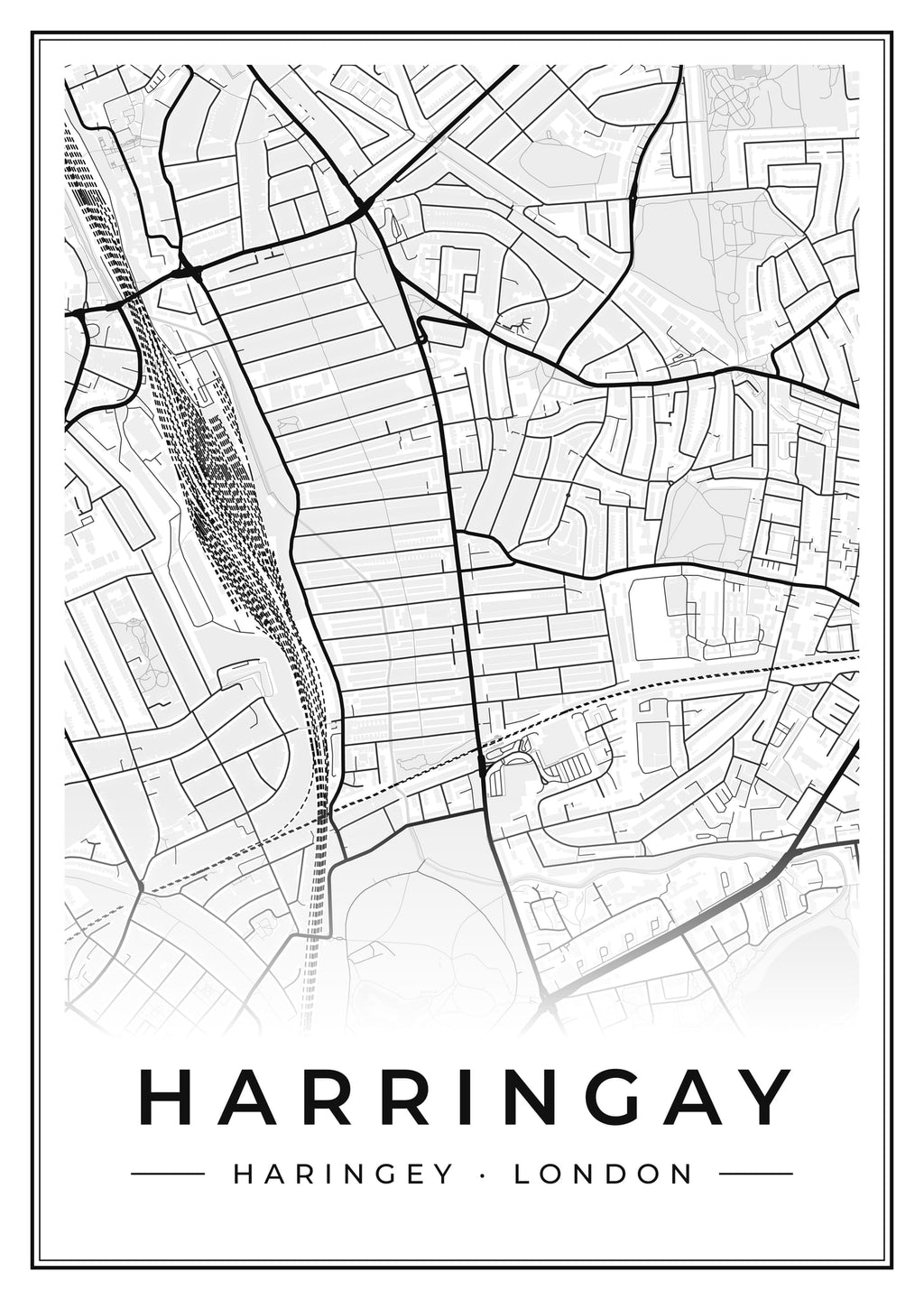 Street map poster of Harringay, Haringey, London