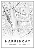 Street map poster of Harringay, Haringey, London