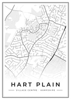 Street map poster of Hart Plain village centre, Hampshire