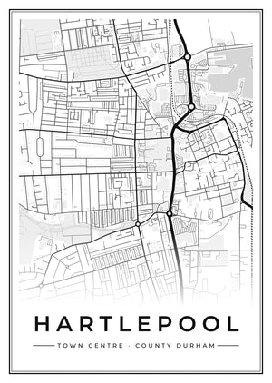 Hartlepool Town Centre Street Map Poster