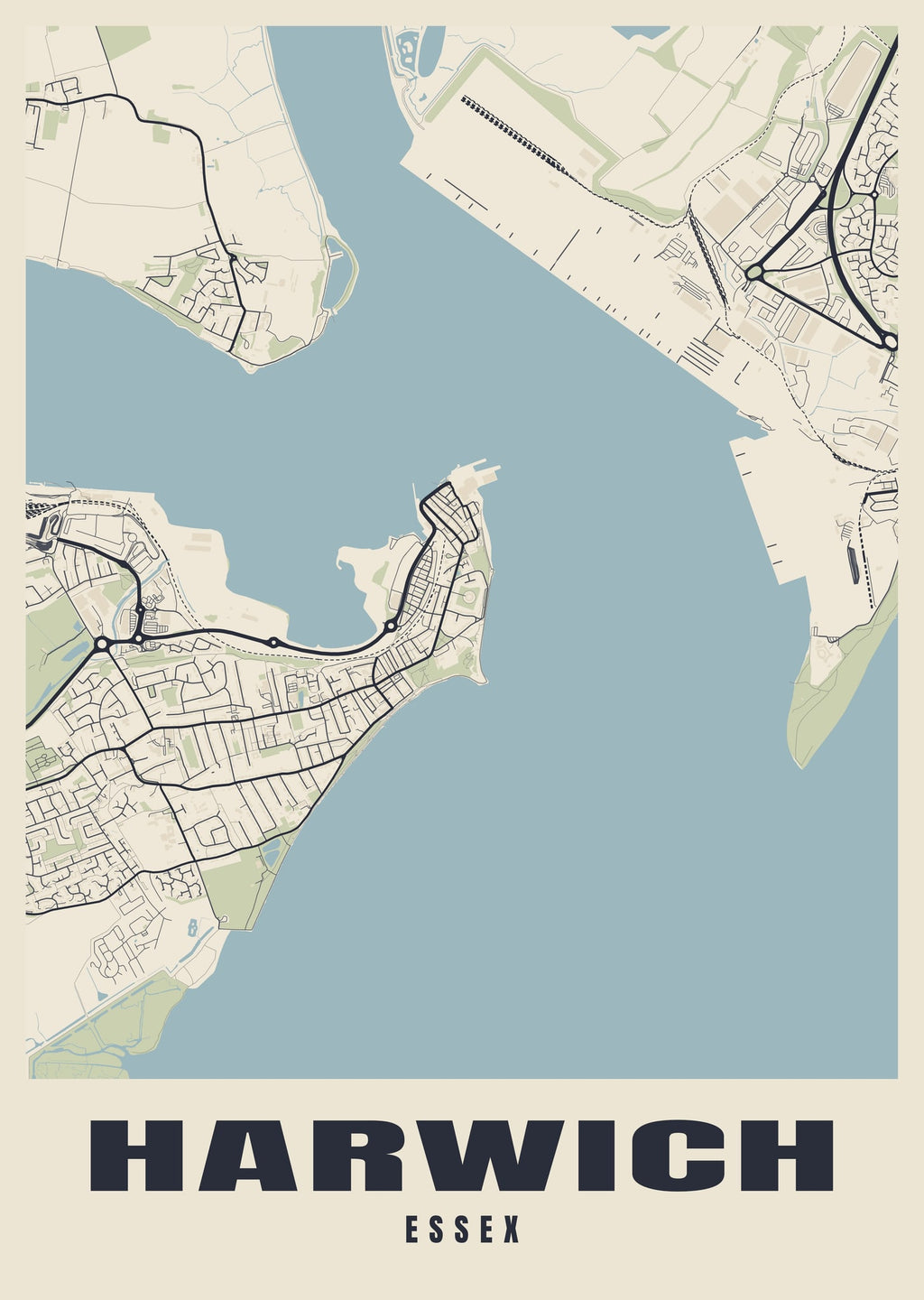 Street map poster of Harwich, Essex