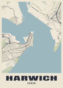 Street map poster of Harwich, Essex