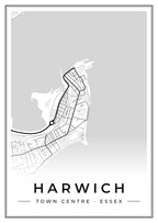 Street map poster of Harwich town centre, Essex