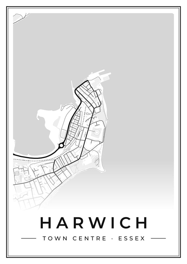 Harwich Town Centre Street Map Poster