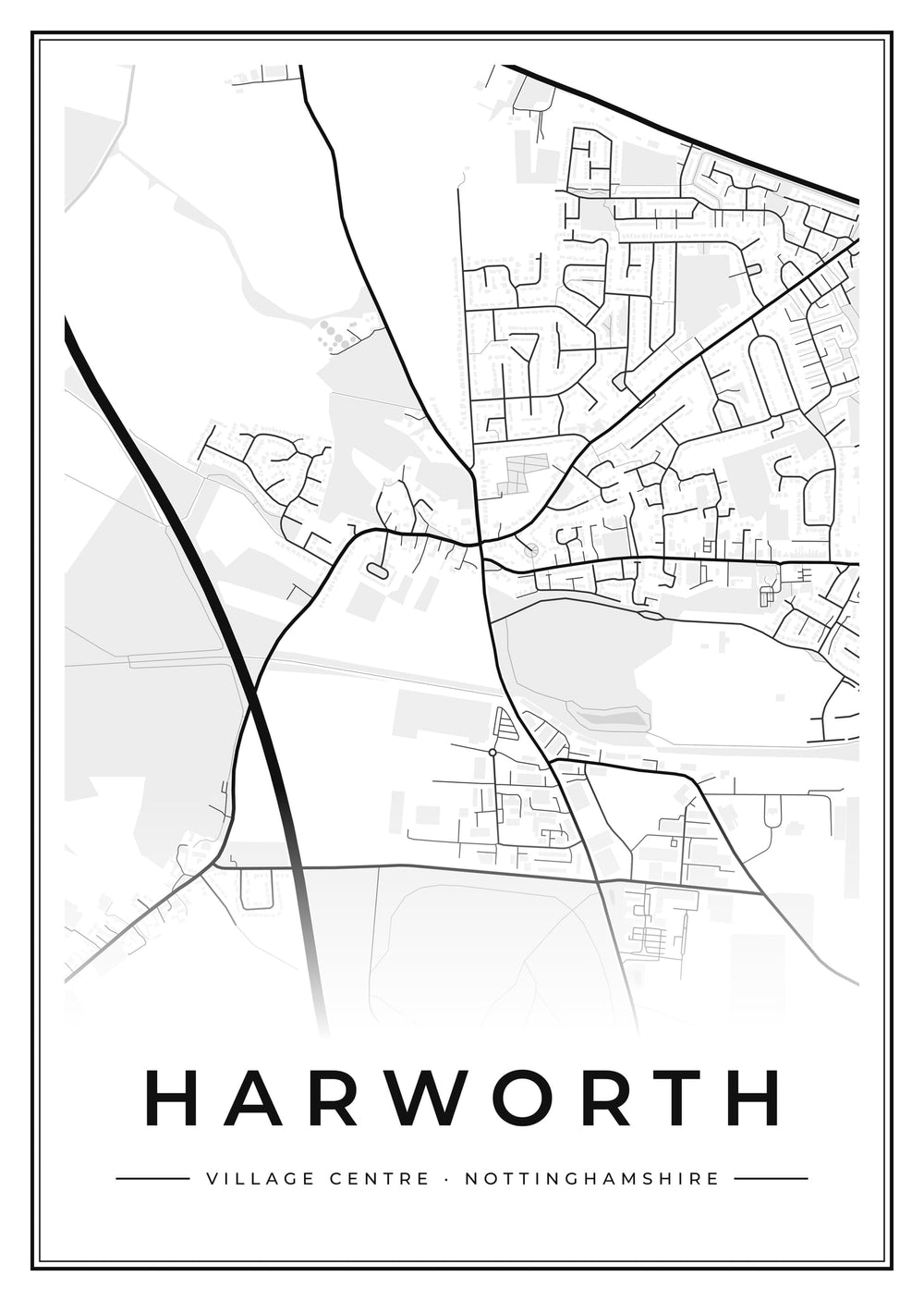 Harworth Village Centre Street Map Poster