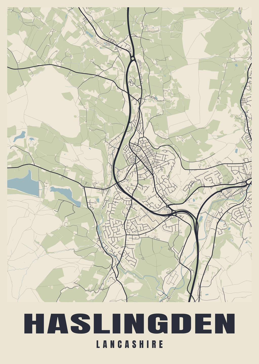 Street map poster of Haslingden, Lancashire