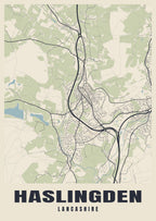 Street map poster of Haslingden, Lancashire