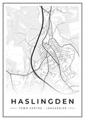 Street map poster of Haslingden town centre, Lancashire