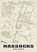 Street map poster of Hassocks, West Sussex