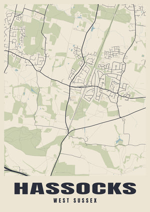 Hassocks Street Map Poster