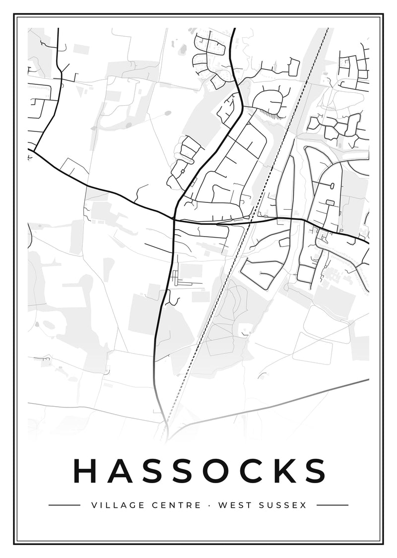 Hassocks Village Centre Street Map Poster