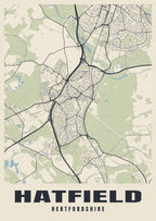 Street map poster of Hatfield, Hertfordshire