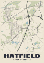 Street map poster of Hatfield, South Yorkshire