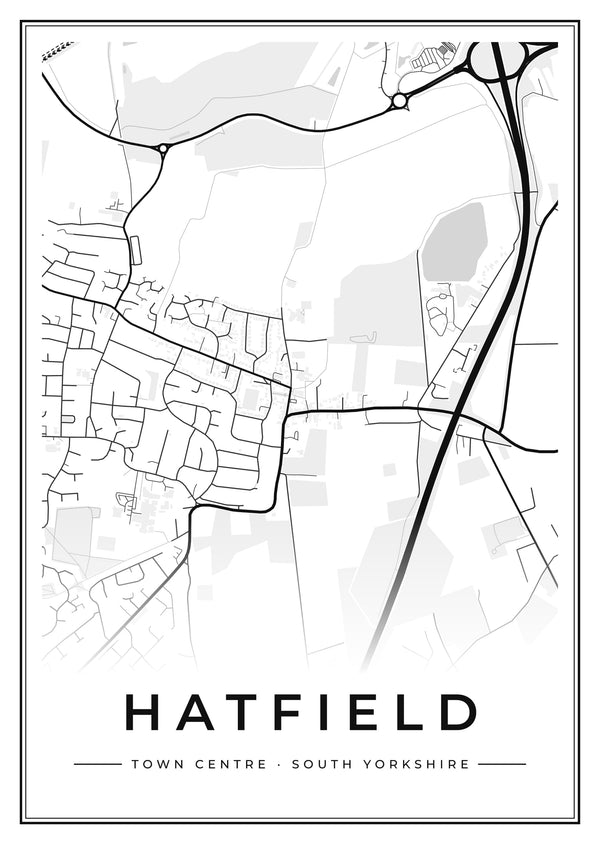 Hatfield Town Centre Street Map Poster