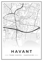 Street map poster of Havant town centre, Hampshire