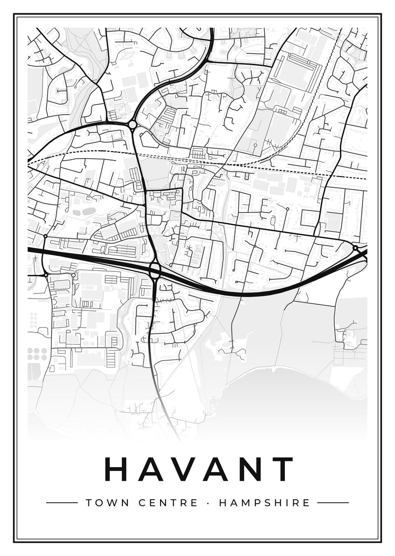 Havant Town Centre Street Map Poster