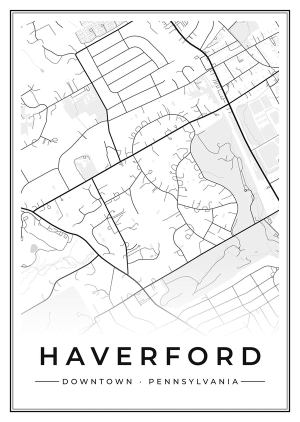 Haverford Downtown Street Map Poster