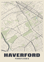 Street map poster of Haverford, Pennsylvania