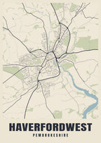 Street map poster of Haverfordwest, Pembrokeshire