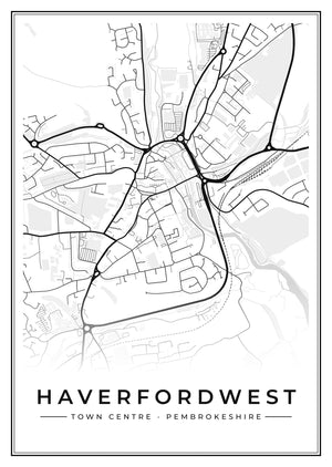 Haverfordwest Town Centre Street Map Poster