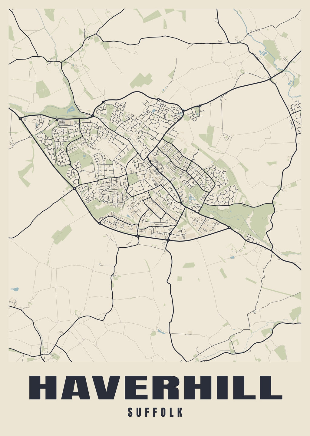 Street map poster of Haverhill, Suffolk