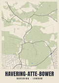 Heritage street map poster of Havering-atte-Bower, Havering, London