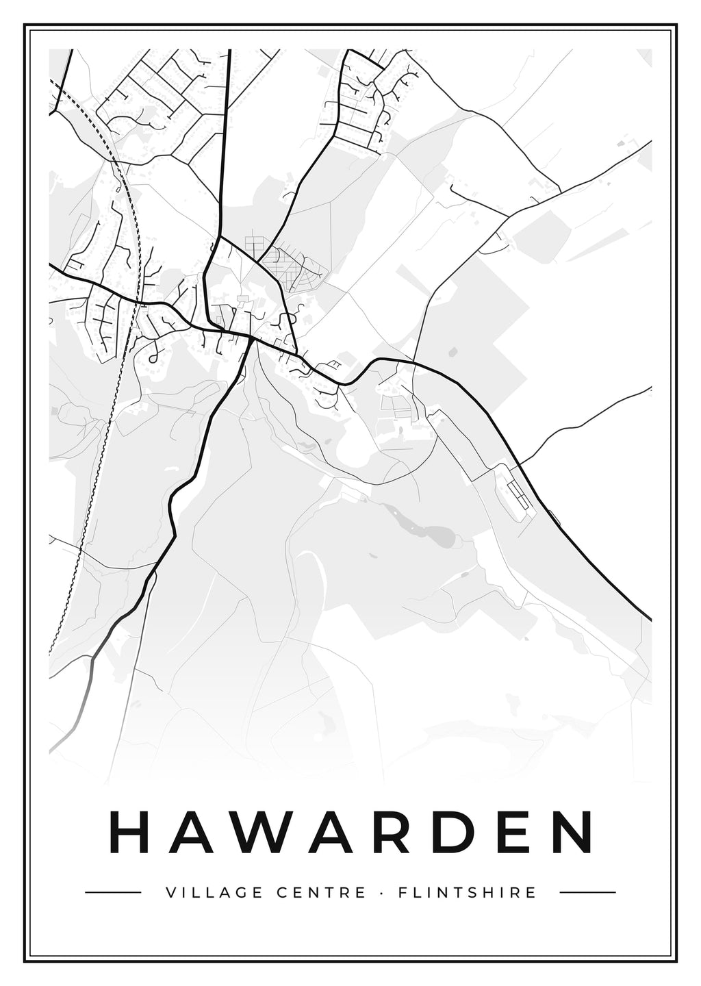 Street map poster of Hawarden village centre, Flintshire