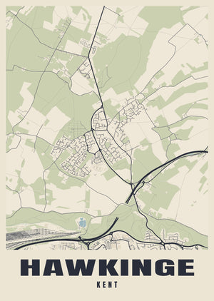 Hawkinge Street Map Poster