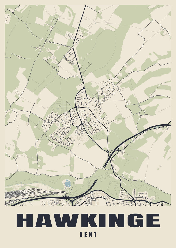 Hawkinge Street Map Poster