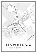 Street map poster of Hawkinge village centre, Kent