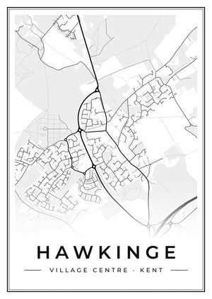 Hawkinge Village Centre Street Map Poster