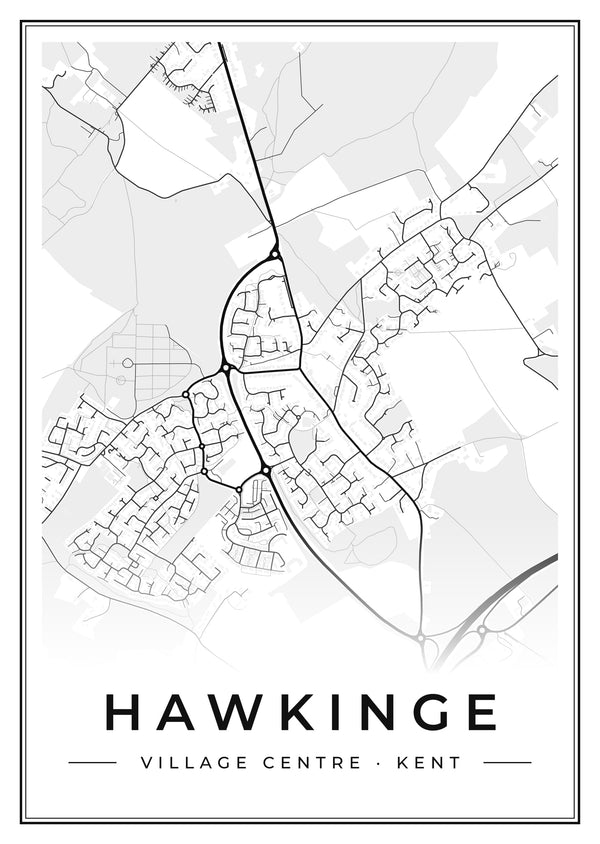 Hawkinge Village Centre Street Map Poster