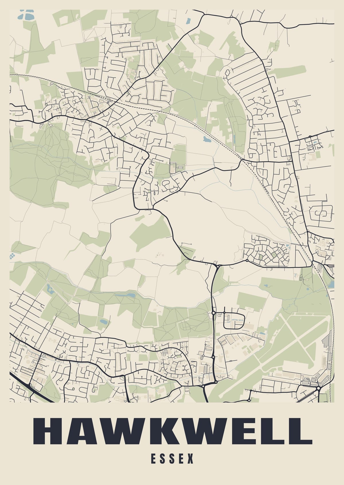 Street map poster of Hawkwell, Essex