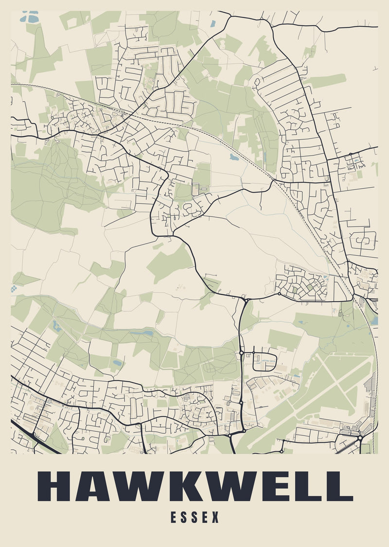 Hawkwell Street Map Poster