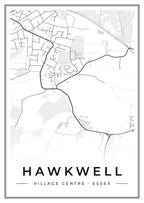 Street map poster of Hawkwell village centre, Essex
