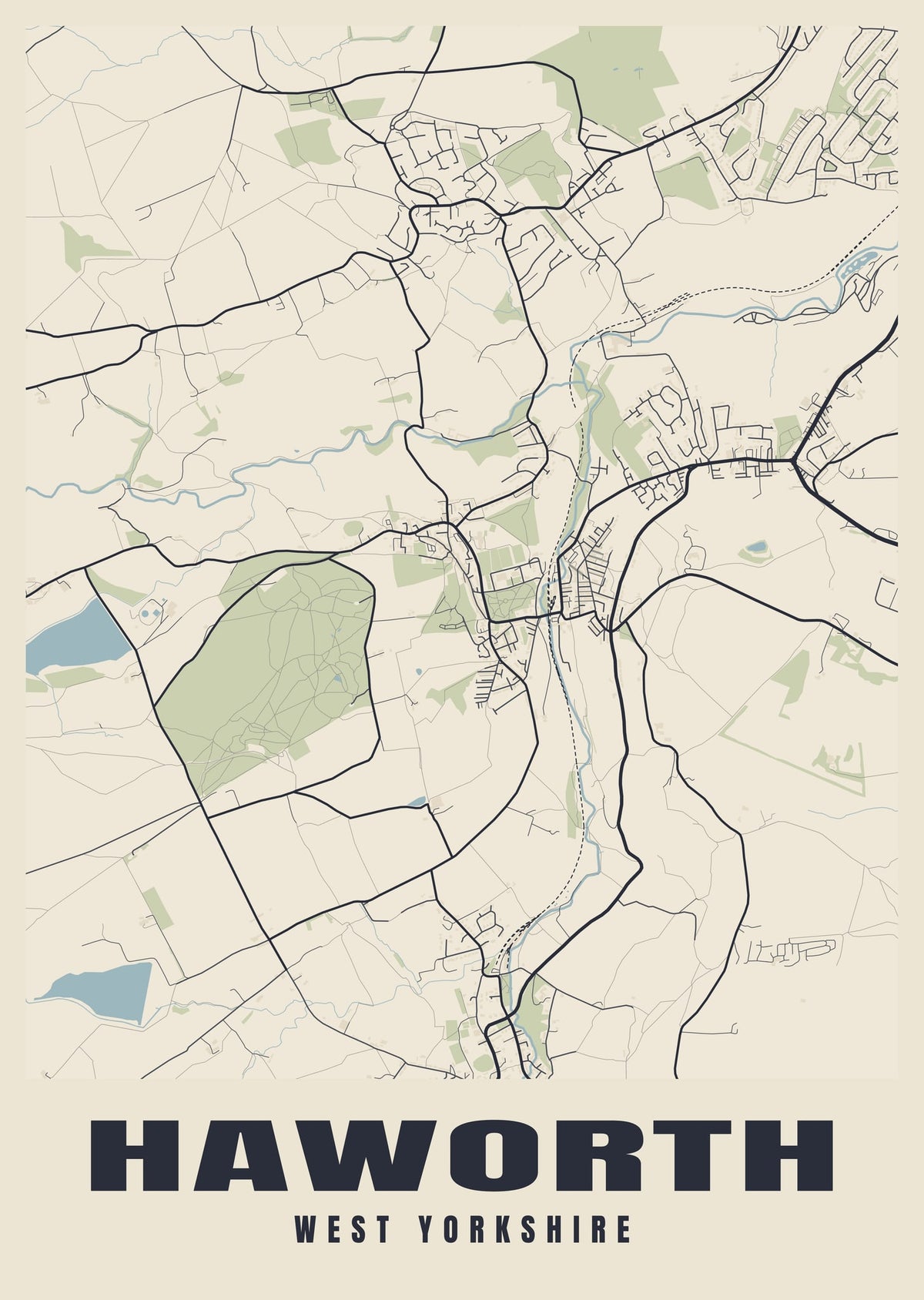 Street map poster of Haworth, West Yorkshire