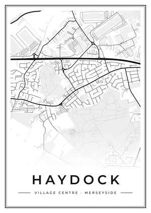 Haydock Village Centre Street Map Poster